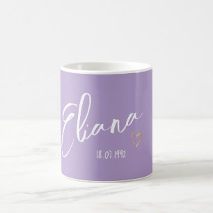 Modern and Minimalist Personalised Purple Name  Coffee Mug