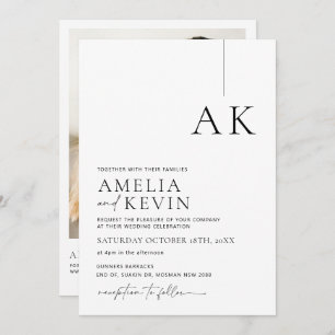 Modern and minimalist photo wedding invitation