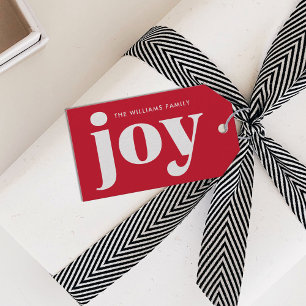 Modern and Minimalist Red Christmas Joy Gift Tags