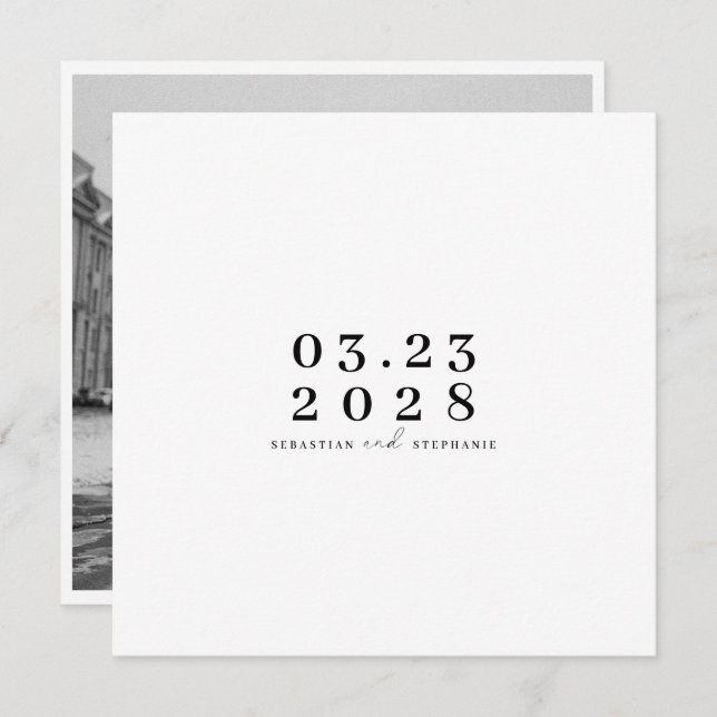 Modern and minimalist save the date invitation (Front/Back)