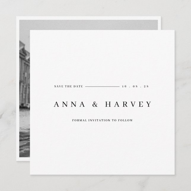 Modern and minimalist save the date invitation (Front/Back)