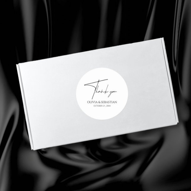 Modern and Minimalist Wedding Thank you Classic Round Sticker (Creator Uploaded)