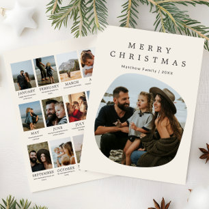 Modern and Neutral Christmas Year Review Photo Holiday Card