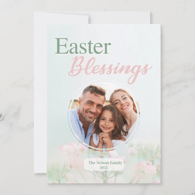 Modern and Pretty Easter Blessings Photo Card (Front)