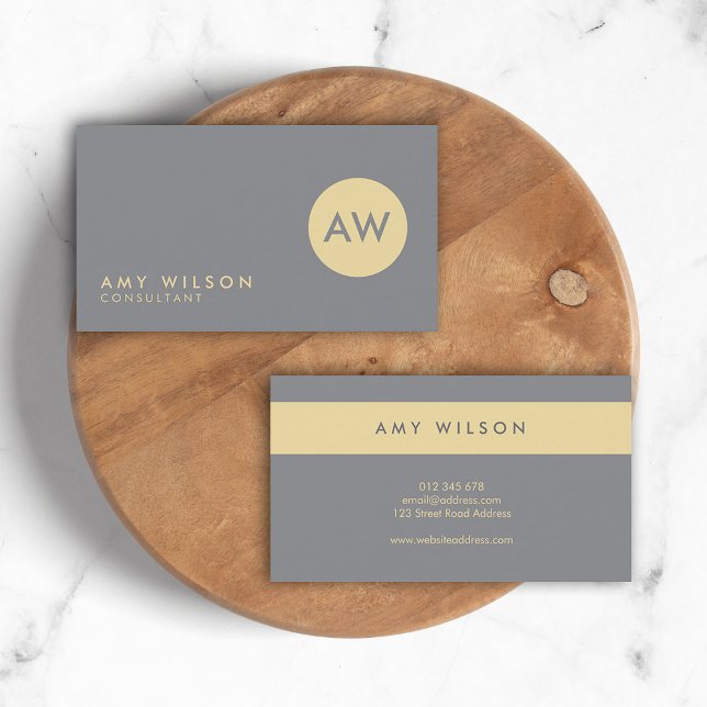 Modern and Professional Light Grey and Cream Business Card (Creator Uploaded)