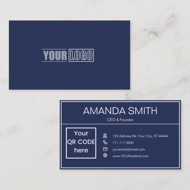 Modern and Professional Minimalist QR Code Team  Business Card (Front/Back)