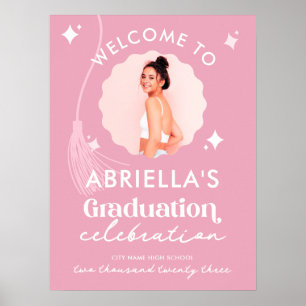 Modern and Retro Pink Graduation Welcome Poster