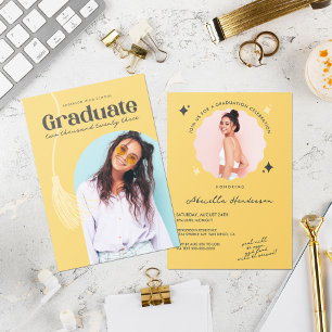 Modern and Retro Yellow Graduation Invitation