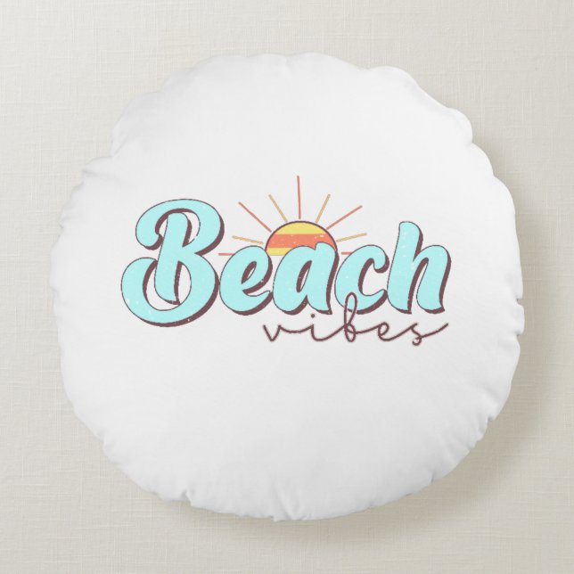 Modern and Simple Beach Vibes Throw Pillow Pouf (Front)