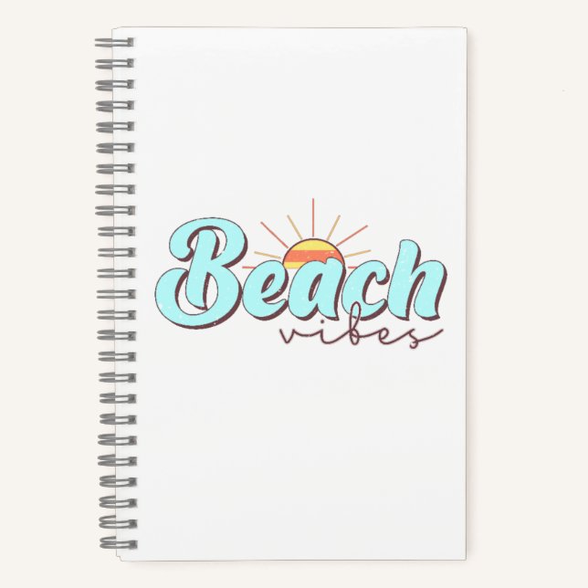Modern and Simple Beach Vibes White Sketchbook Notebook (Front)