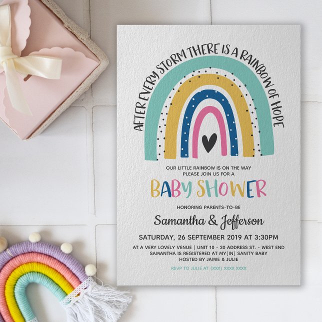 Modern and Simple Hope Rainbow Baby Shower Invitation (Creator Uploaded)