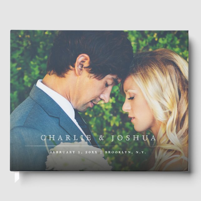 Modern and Simple Line Photo Wedding Guest Book (Front)
