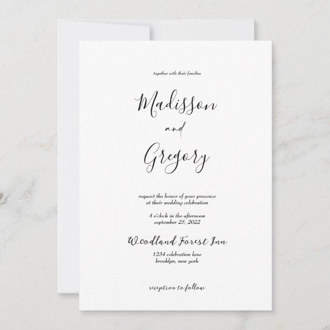Modern and Simple Minimalist Calligraphy Wedding Invitation (Front)