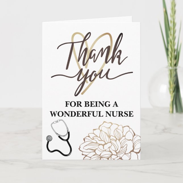 Modern And Simple Nurse  Thank You Card (Front)