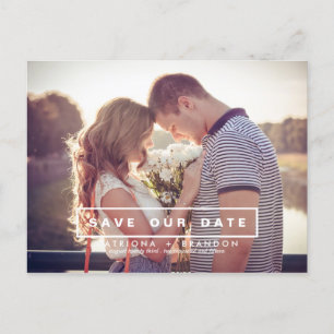 MODERN AND SIMPLE PHOTO SAVE THE DATE POSTCARD