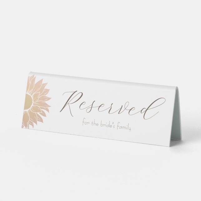 Modern and Simple Sunflower Reserved table sign (Front)