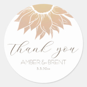 Modern and Simple Sunflower Thank you Classic Round Sticker