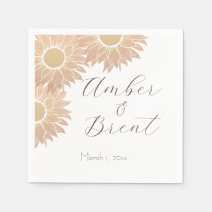 Modern and Simple Sunflower Wedding Cocktail Napki Napkin