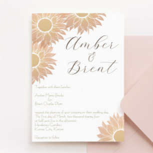 Modern and Simple Sunflower  Wedding Invitation