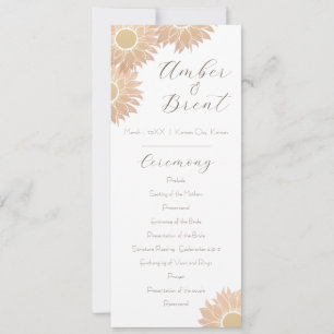Modern and Simple Sunflower Wedding Program
