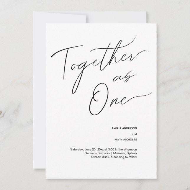 Modern and simple together as one wedding invitati invitation (Front)