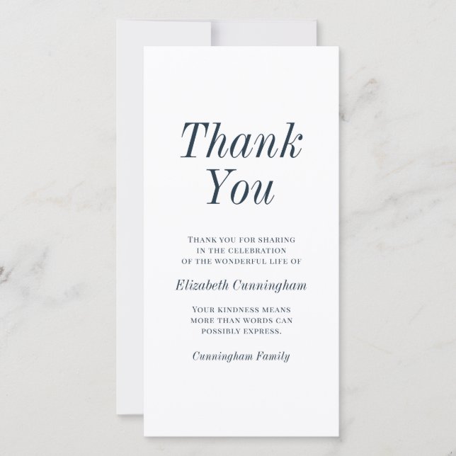 Modern and Simple Typography Memorial Thank You Card (Front)