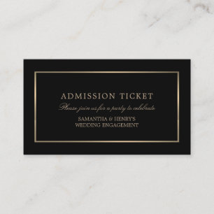 Modern and Sleek, Black and Gold, Admission Ticket Enclosure Card