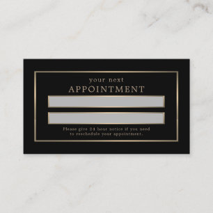 Modern and Sleek, Black and Gold Appointment Card