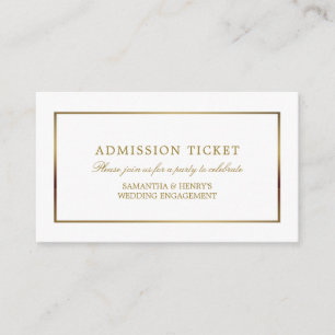 Modern and Sleek, White and Gold, Admission Ticket Enclosure Card