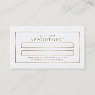 Modern and Sleek, White and Gold Appointment Card