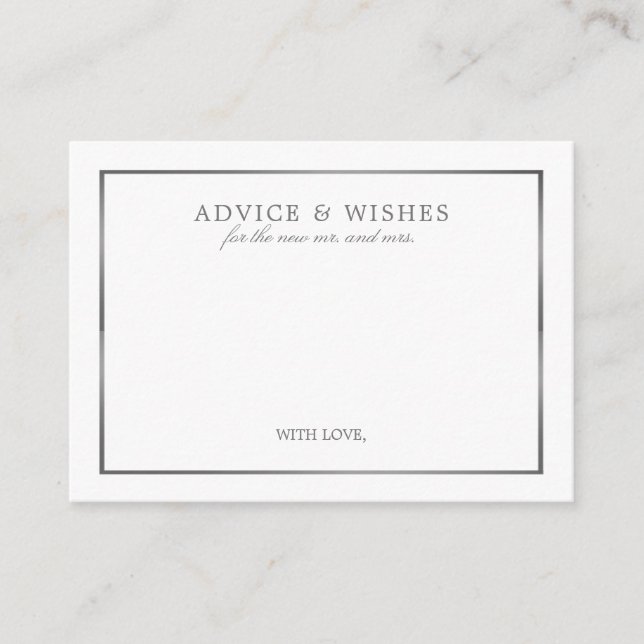 Modern and Sleek, White and Silver, Advice Cards (Front)