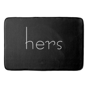 Modern and Stylish Black and White hers Bath Mat