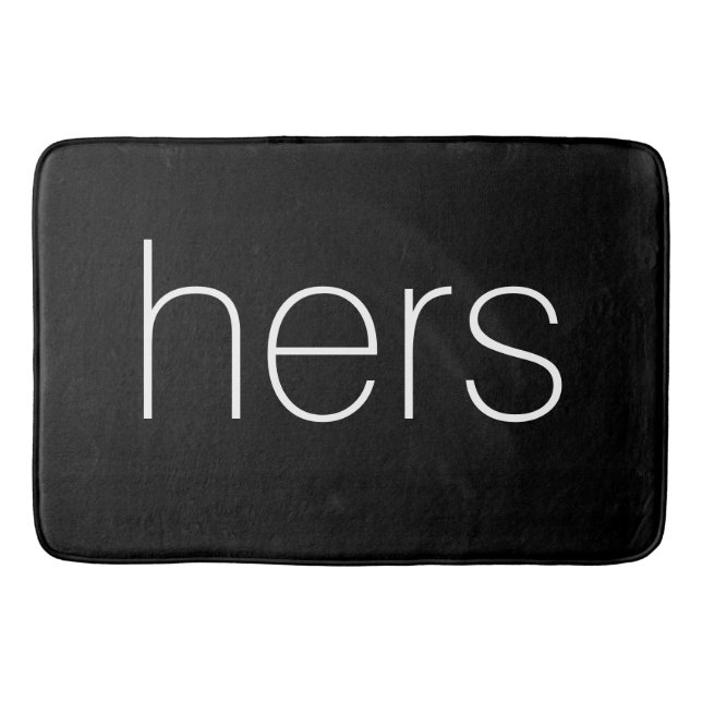Modern and Stylish Black and White hers Bath Mat (Front)