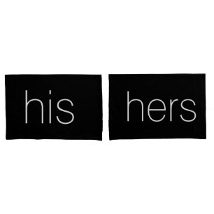 Modern and Stylish Black and White his and hers Pillowcase