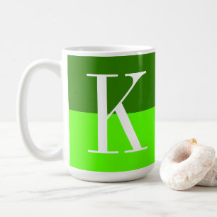 Modern and Stylish Dual Green Two Tone Monogram Coffee Mug
