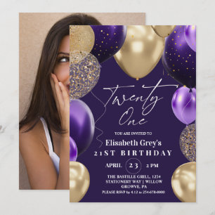Modern and Trendy Balloons 21st Birthday Party Invitation