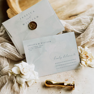 Modern and Trendy Blue Rose Wedding Envelope