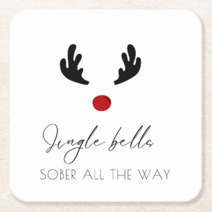 Modern and Trendy: Jingle Bells Sober All The Way Square Paper Coaster