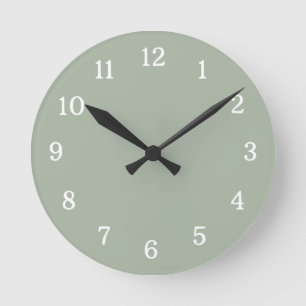 Modern And Trendy Sage Green And White Round Clock