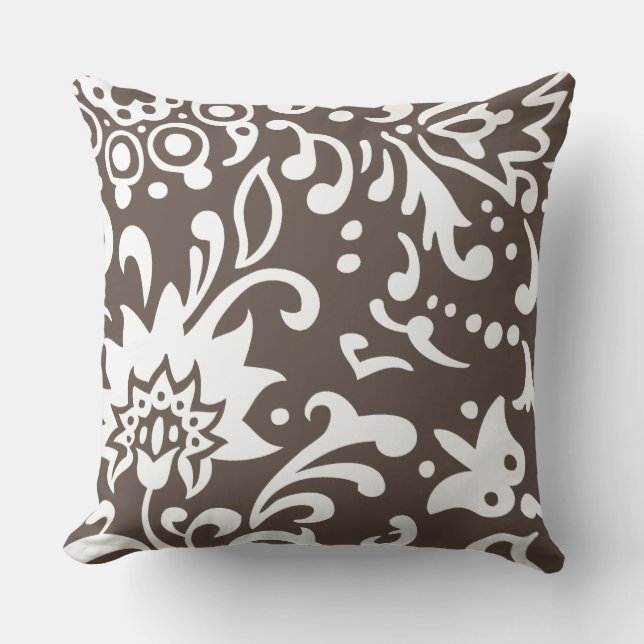 Modern and Trendy Swirly Abstract Flowers Pattern Cushion (Front)