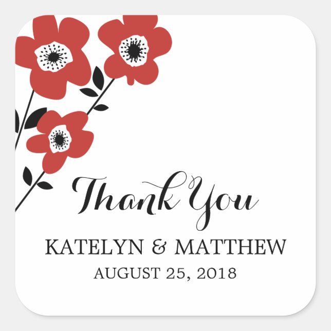 Modern Anemone | Wedding Square Sticker (Front)