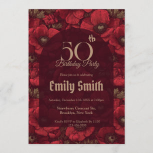 Modern Anemones Aesthetic 70Th Birthday Invitation