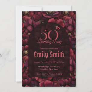 Modern Anemones Aesthetic Boho Birthday Invitation