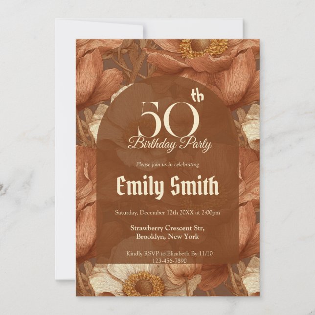 Modern Anemones Themed Birthday Celebration Invitation (Front)