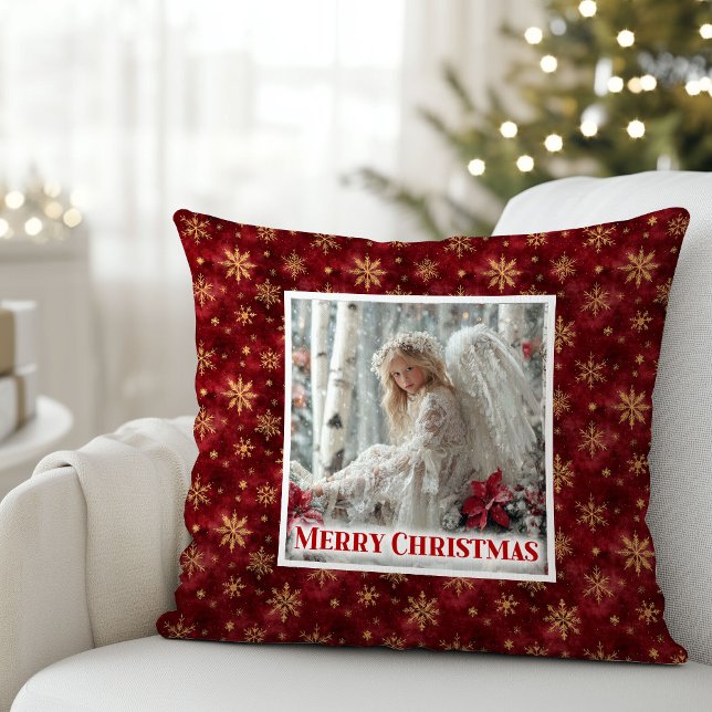 Modern Angel Red Gold Personalized Best Christmas  Cushion (Modern Angel Red Gold Personalized Best Christmas Pillow

)