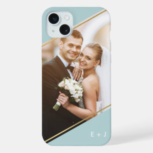 Modern Angle Monogrammed Custom Photo iPhone 15 Plus Case