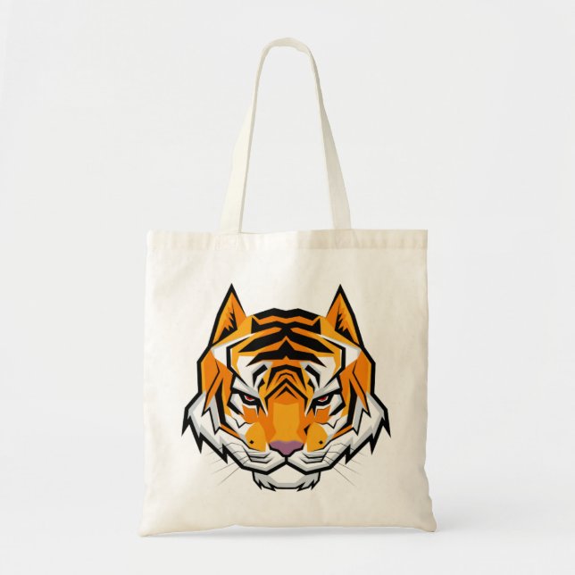 Modern Angry Tiger Head Tote Bag (Front)