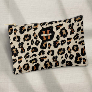 Modern Animal Pattern, Leopard Skin, Monogram Accessory Pouch