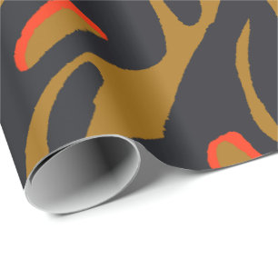Modern animal print Abstract wavy lines brown Wrapping Paper