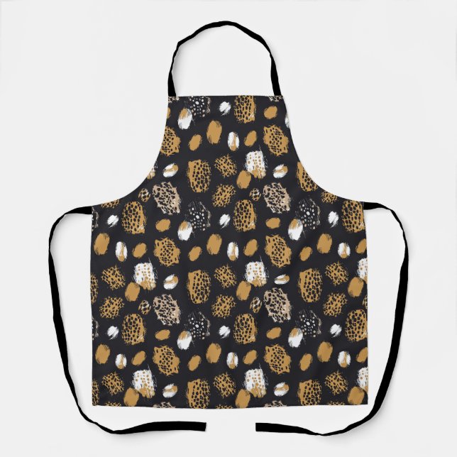 Modern Animal Print Black & Brown Apron (Front)
